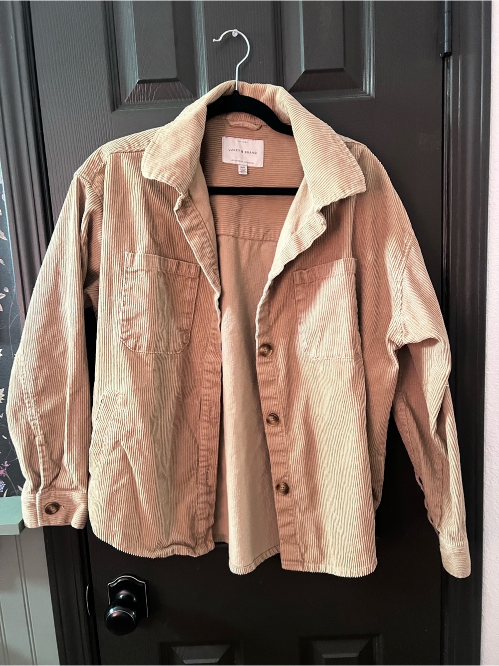 Lucky Brand Tan Corduroy Button-Front Jacket